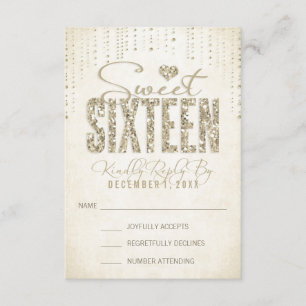 Guld Glitter Titta på Sweet sixteen OSA kort