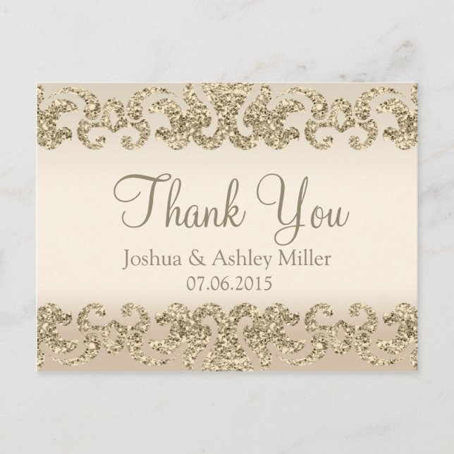 Guld Glitter Titta Tack Vykort (Framsida)