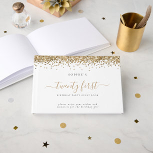 Guld Glitter tjugoförsta Födelsedagsfesten Gästböcker