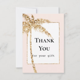 Guld Glitter Tropisk Palmträd Tack Kort