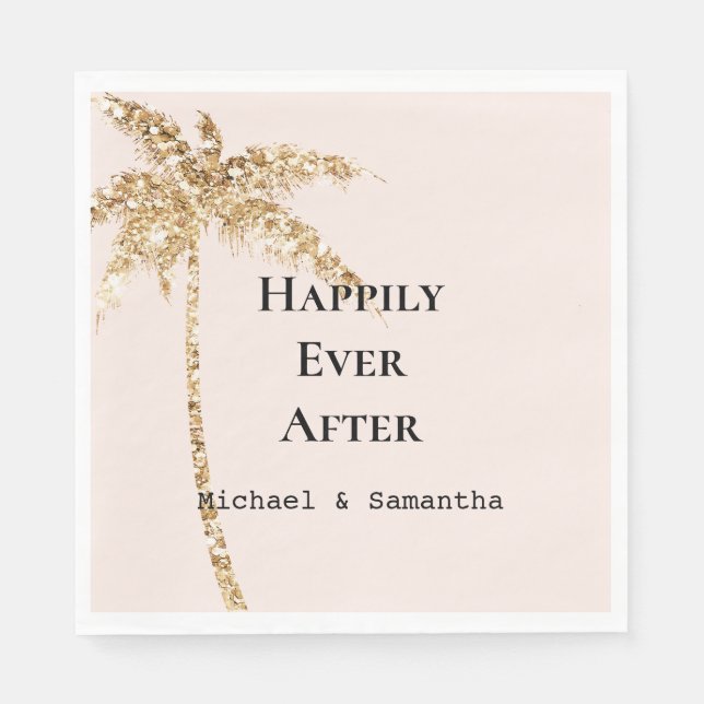 Guld Glitter Tropiska Handflatan Träd Pappersservett (Framsidan)