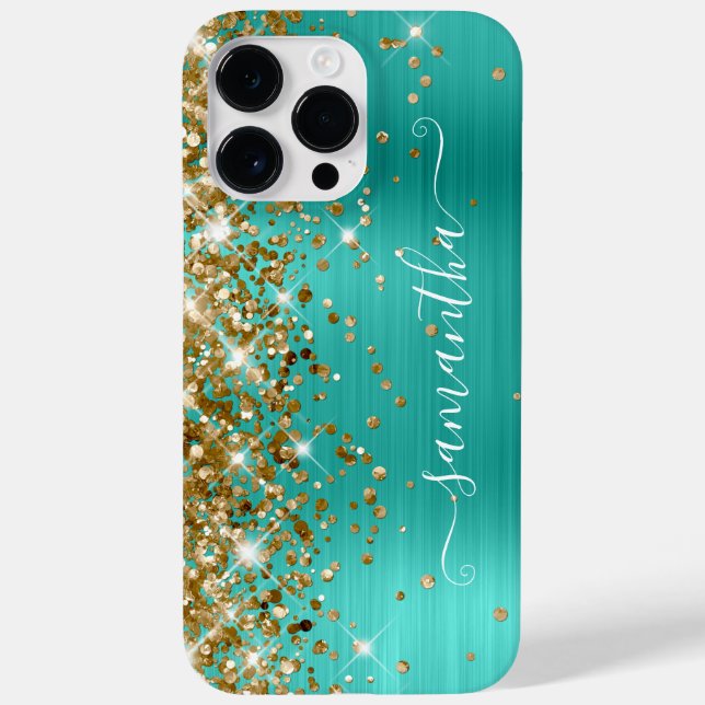 Guld Glitter Turkos Glam Modern Feminina Signatur (Baksida)