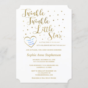 Guld Glitter Twinkle Twinkle Boy Shower Inbjudningar