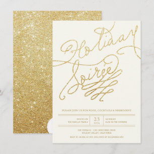 Guld Glitter Typografi Chic Julfest Inbjudan
