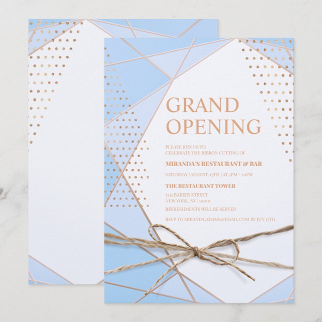 Guld glitter-typografi Restaurant storöppning Inbjudningar (Fram/baksida)