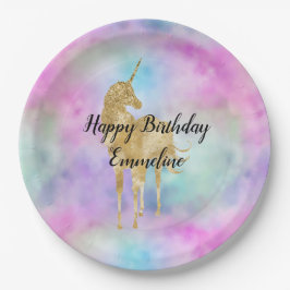 Guld Glitter Unicorn Lila Rosa Aqua      