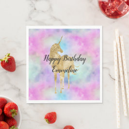 Guld Glitter Unicorn Lila Rosa Aqua Pappersservett