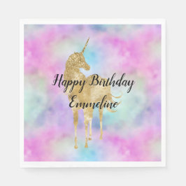 Guld Glitter Unicorn Lila Rosa Aqua      Pappersservett