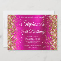 Guld Glitter Varmljusrosa Monogram 50-årsdag