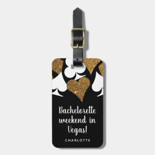 Guld Glitter Vegas Bachelorette Party Luggage Tag Bagagebricka