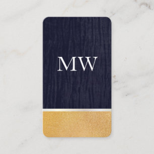Guld Glitter / Velvet Blue med Monogram Visitkort