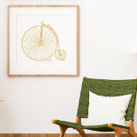 Guld Glitter Vintage Unicle Bike Minimalist Poster<br><div class="desc">En enkel,  lekfull konst teckning av en gammaldags unicycle i faux guld.</div>