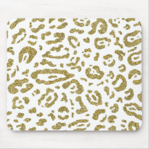 Guld Glitter Vit Gepard Leopard Djurtryck