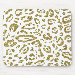 Guld Glitter Vit Gepard Leopard Djurtryck Musmatta