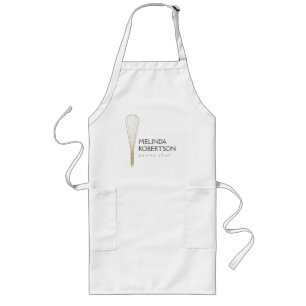 Guld Glitter Whisk Bakery Apron Långt Förkläde