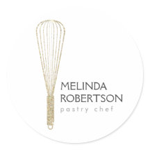 Guld Glitter Whisk Bakery Stickers