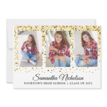 Guld Glitter White 4 Photo Studenten annons