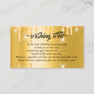 Guld Glitter Wishing well for Bröllop Tilläggskort