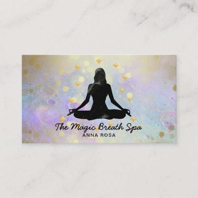 *~ Guld Glitter Woman Yoga Meditation Mindfulness Visitkort (Framsida)