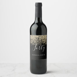 Guld Glitter Womans Manar 40:e födelsedag Party Vinflaska Etikett