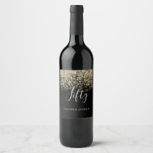 Guld Glitter Womans Manar 50:e Födelsedagsfesten Vinflaska Etikett