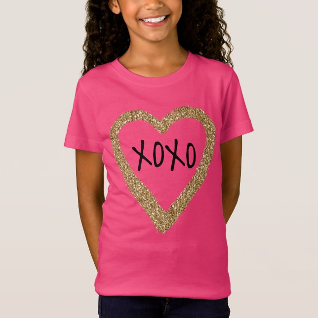 Guld Glitter XOXO T Shirt (Framsida)