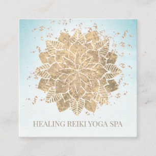 *~* Guld Glitter Yoga Andlig Mandala Reiki Aqua Fyrkantigt Visitkort