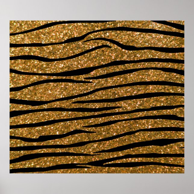 Guld glitter zebra ränder poster (Framsidan)