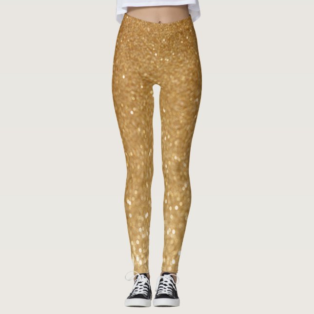 guld- glitterdamasker leggings (Framsida)