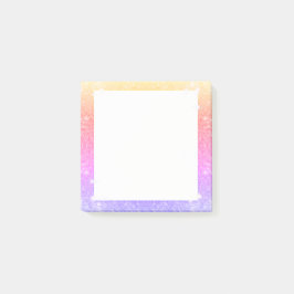 Guld- glittergnistra för pastellfärgad rosa post-it block