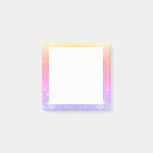 Guld- glittergnistra för pastellfärgad rosa post-it block