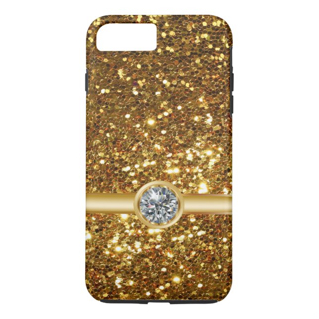 Guld- glitterjuvel Case-Mate iPhone skal (Baksida)