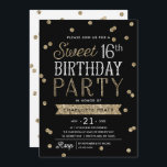 Guld- glitterkonfettiar för söt party för 16 Faux Inbjudningar<br><div class="desc">Denna söta 16th födelsedagsfest inbjudan för chic och för snyggten presenterar för glitterkonfettiar för elegant faux ett rosa guld- tema med modern typografi. Du kan skräddarsy bakgrundsfärgen för att matcha din händelsetemafärg, genom att klicka på ", skräddarsy den" knäppas. För en stansad även mer minnesvärd inbjudan välj formar, texturerat papper...</div>