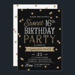 Guld- glitterkonfettiar för söt party för 16 Faux Inbjudningar<br><div class="desc">Denna söta 16th födelsedagsfest inbjudan för chic och för snyggten presenterar för glitterkonfettiar för elegant faux ett rosa guld- tema med modern typografi. Du kan skräddarsy bakgrundsfärgen för att matcha din händelsetemafärg, genom att klicka på ", skräddarsy den" knäppas. För en stansad även mer minnesvärd inbjudan välj formar, texturerat papper...</div>