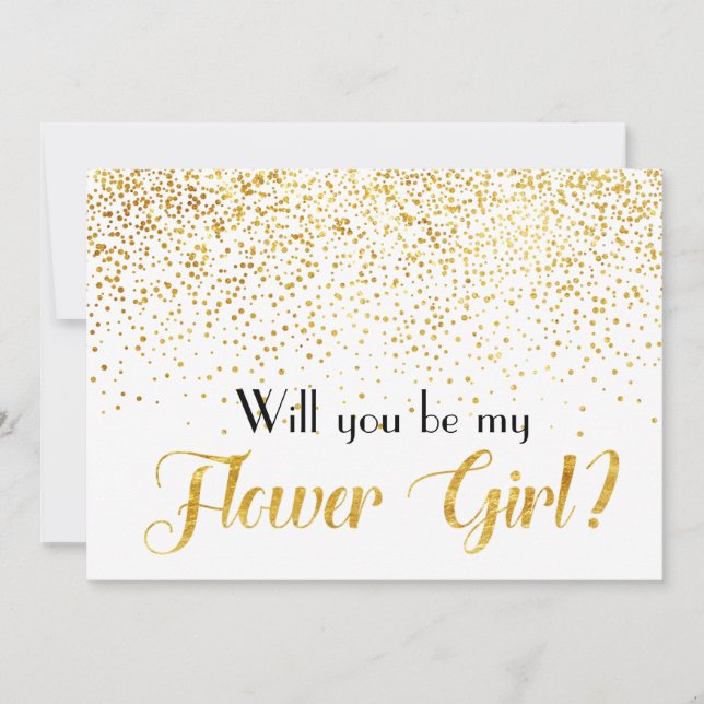 Guld- glitterkonfettiar ska dig är min brudtärna inbjudningar (Framsida)