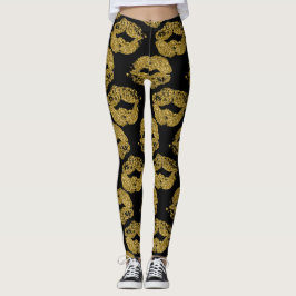 Guld- glitterkyssar leggings