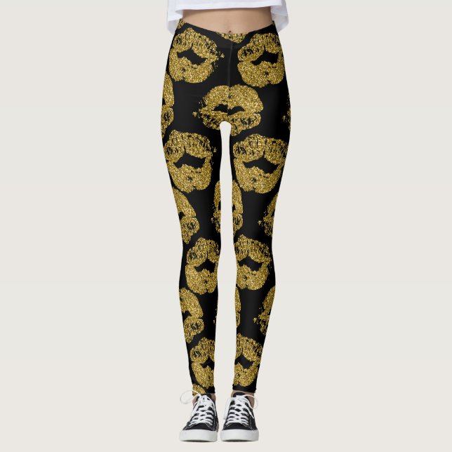 Guld- glitterkyssar leggings (Framsida)