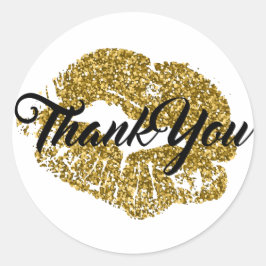 Guld- glitterläppar för tack runt klistermärke