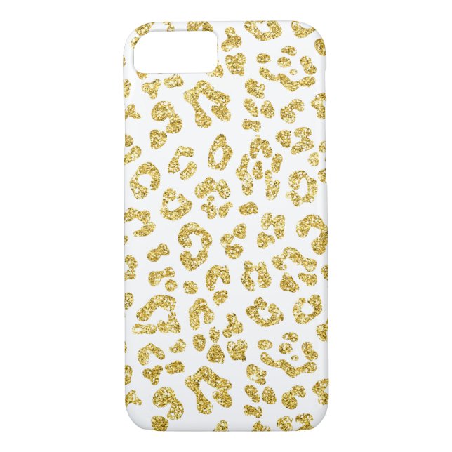 Guld- glitterLeopardtryck Case-Mate iPhone Skal (Baksida)