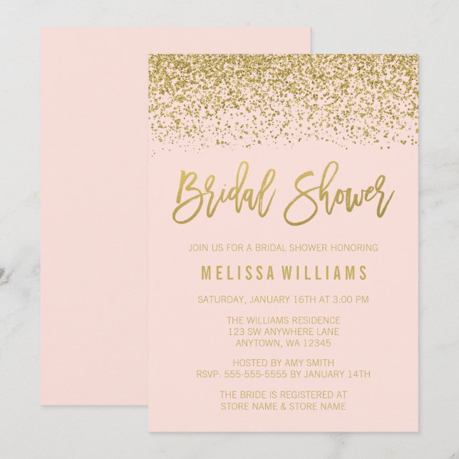 Guld- glittermöhippa för modern rodna rosa Faux Inbjudningar (Fram/baksida)