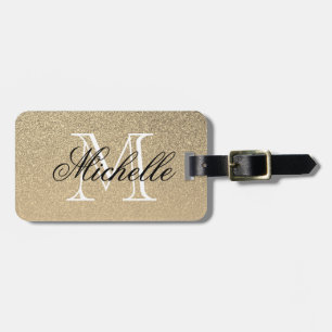 Guld- glitterMonogram Bagagebricka
