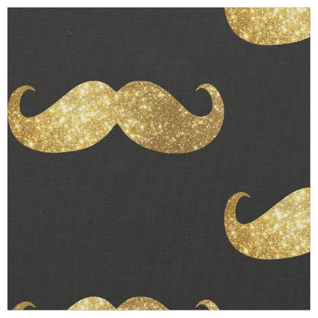 Guld- glittermustasch tyg (Närbild)