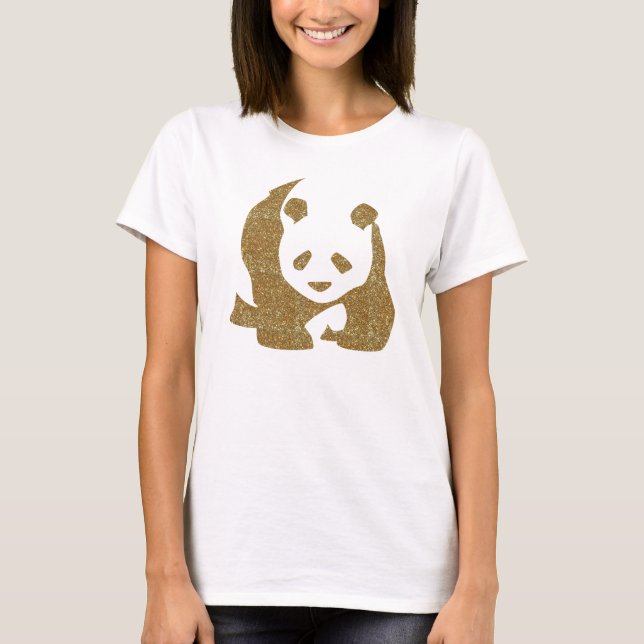 Guld- glitterpanda t-shirt (Framsida)