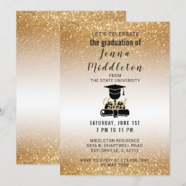 Guld- glitterstudenten inbjudningar