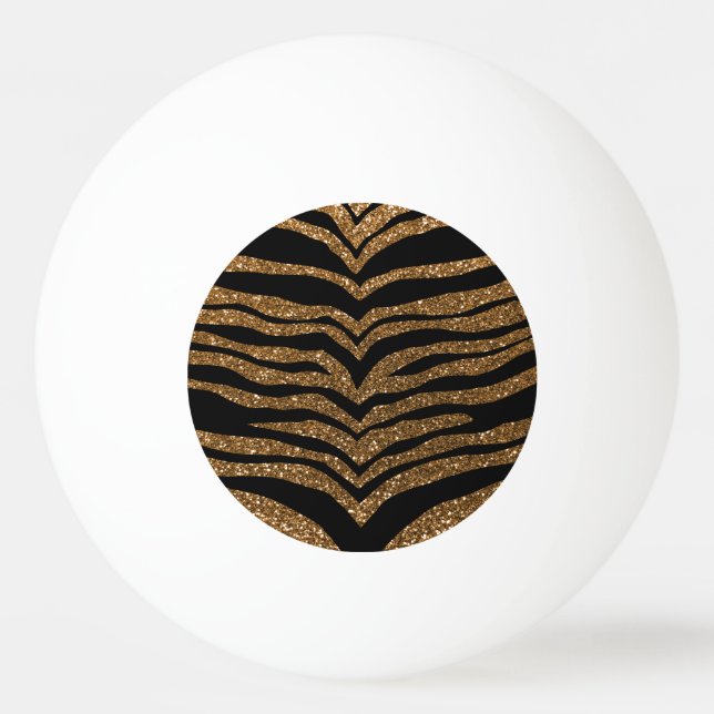 Guld- glittertigerrandar pingisboll (Framsidan)