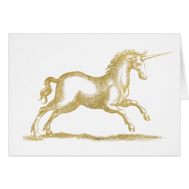 Guld- glitterUnicornfantasi Hälsningskort (Framsidan Horizontal)