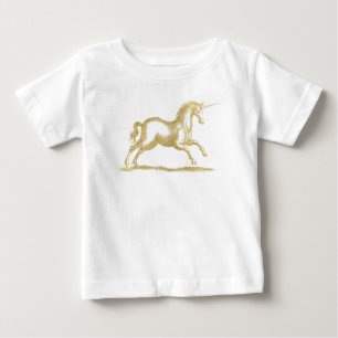 Guld- glitterUnicornfantasi T Shirt
