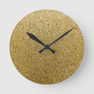 Guld- Glittery papper Rund Klocka