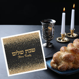 Guld glittery Shabbat Shalom Pappersservett