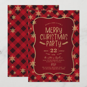 Guld Glittery Snowflake Red Play jul Party Inbjudningar